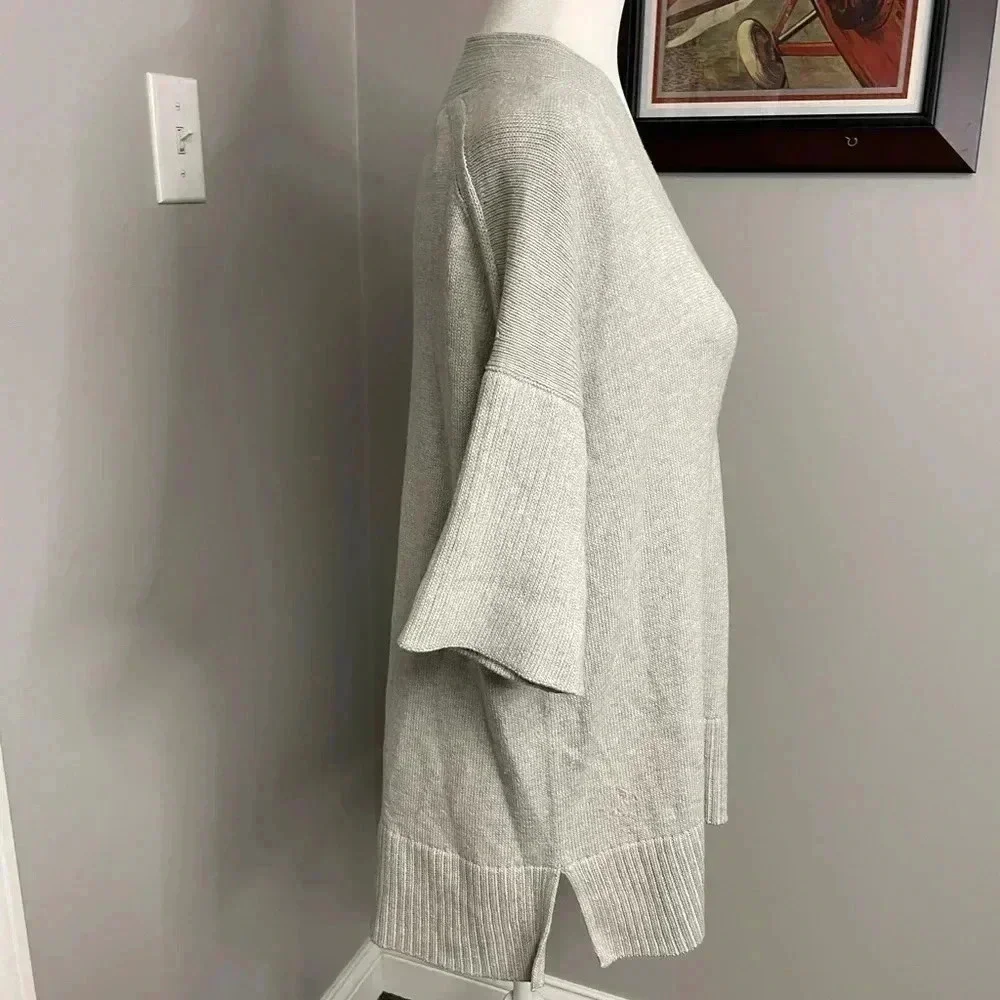 Lafayette 148 New York Vanise Oversized‎ V-Neck Cotton Silk Sweater Petite Small